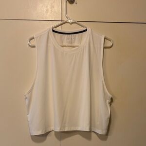 Women's Cropped White Sleeveless Athletic Top